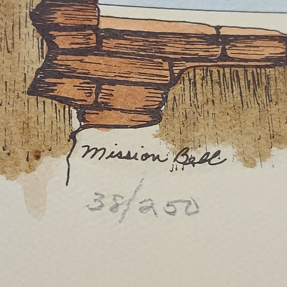 Mission Bell art with doves by Virginia Stever 1980 - Picture 7 of 8